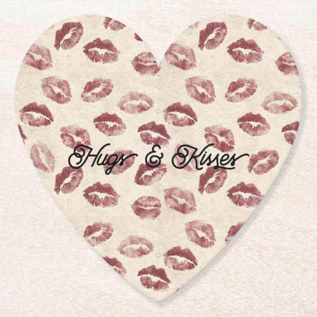 Cream Red Lips Kisses Flirty Love Untersetzer (Vorderseite)