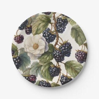 Cream Regal Eleganz Blackberry & Blüten Pappteller