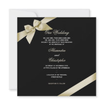 Cream Ribbon Wedding Ankündigung 2