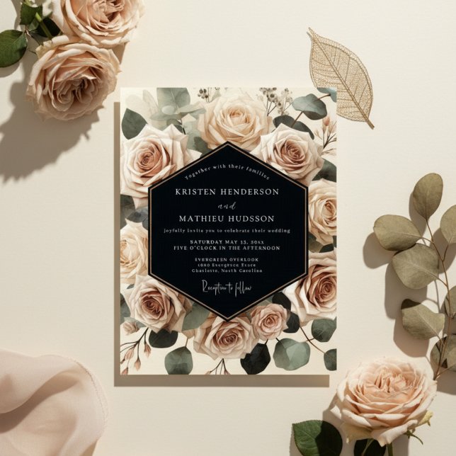 Cream Rose Botanical Romance Wedding Einladung (Von Creator hochgeladen)