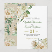 Cream Rose Bud Hydrangea Wasserfarben Klassiker