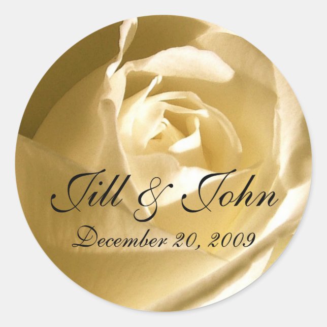 Cream Rose Name Gastgeschenk Hochzeit Aufkleber (Vorderseite)