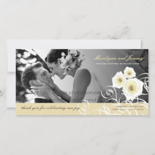 Cream Rose Wirbel Hochzeit Danke Fotokarte