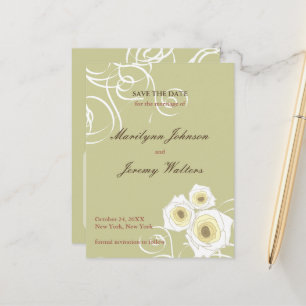 Cream Rose Wirbel Romantische Hochzeit speichern d Ankündigungspostkarte
