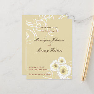 Cream Rose Wirbel Romantische Hochzeit speichern d Ankündigungspostkarte