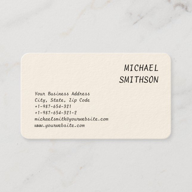 Cream Rounded Corner Charming Script Business Card Visitenkarte (Vorderseite)