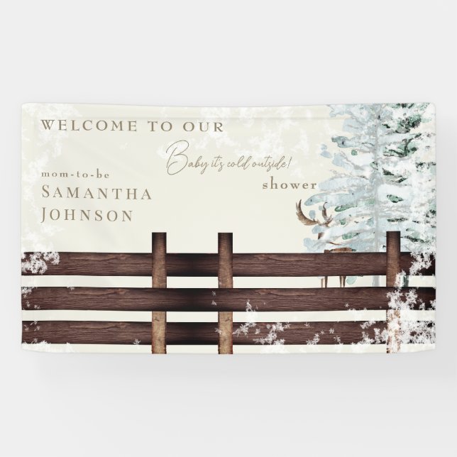 Cream Rustic Baby, es ist kalt draußen Willkommen Banner (Horizontal)