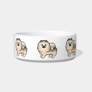 Cream Sable Cartoon Pomeranian Hunde Napf