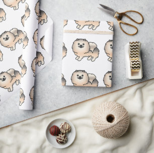 Cream Sable Pomeranian Süßes Cartoon-Hundemuster Geschenkpapier