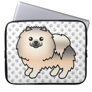 Cream Sable Spitz Cartoon Dog & Paws Laptopschutzhülle