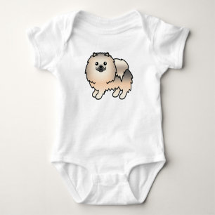 Cream Sable Spitz Niedlich Cartoon Dog Baby Strampler