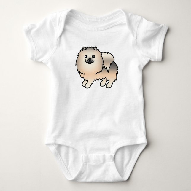 Cream Sable Spitz Niedlich Cartoon Dog Baby Strampler (Vorderseite)