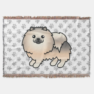Cream Sable Spitz Niedlich Cartoon Dog & Paws Decke