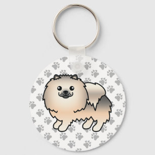 Cream Sable Spitz Niedlich Cartoon Dog & Paws Schlüsselanhänger