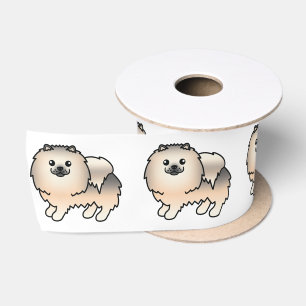 Cream Sable Spitz Niedlich Cartoon Dog Satinband