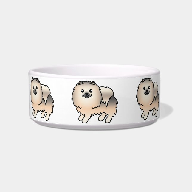 Cream Sable Spitz Niedliche Cartoon Hunde Napf (Vorderseite)