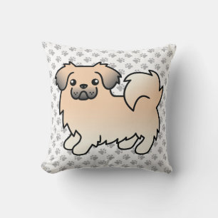 Cream Sable Tibetanischer Spaniel Cartoon Hund & P Kissen