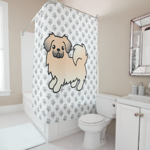Cream Sable Tibetanischer Spaniel Süßer Cartoon-Hu Duschvorhang