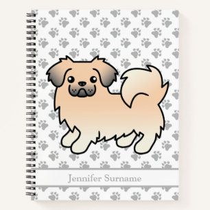 Cream Sable Tibetisch Spanisch Cartoon Dog & Text Notizbuch