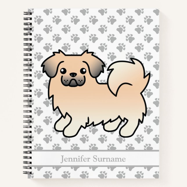 Cream Sable Tibetisch Spanisch Cartoon Dog & Text Notizbuch (Vorderseite)
