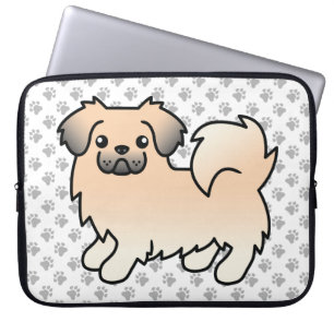 Cream Sable Tibetisch Spanischer Cartoon Dog & Paw Laptopschutzhülle