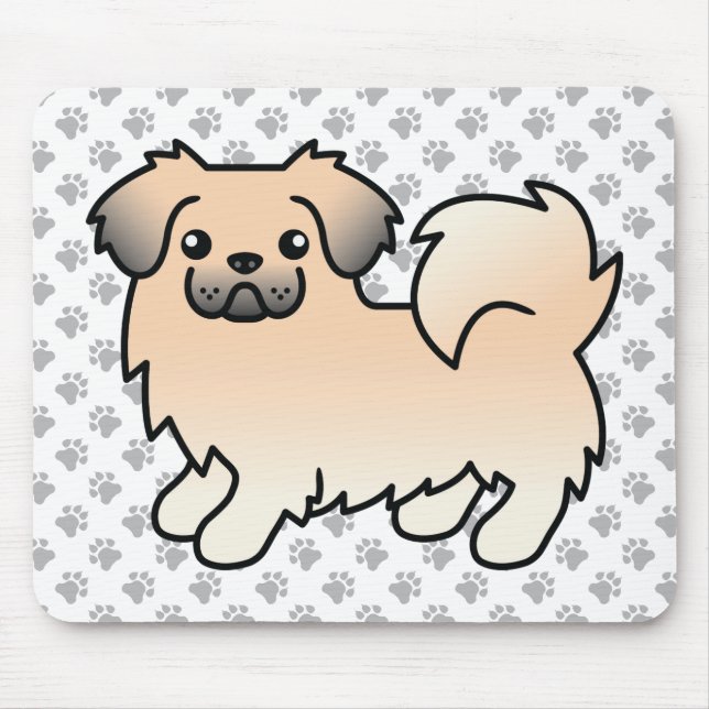 Cream Sable Tibetisch Spanischer Cartoon Dog & Paw Mousepad (Vorne)