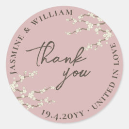 Cream Sakura Blume Kirschblüten Asiatische Hochzei Runder Aufkleber