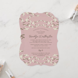 Cream Sakura Kirschblüten Rosa Brautparty Einladung