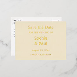 Cream Save the Date Gold Foil Einladung Postkarte