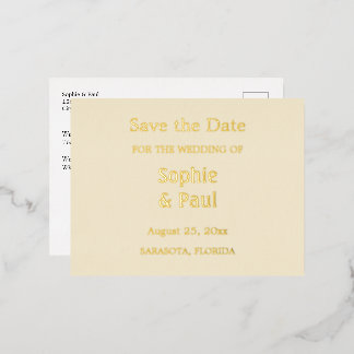 Cream Save the Date Gold Foil Einladung Postkarte