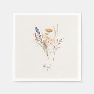 Cream Script Fall Blumendusche Cocktail Serviette