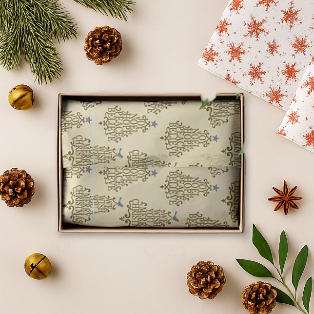 Cream Script Tree Muster festlich Seidenpapier (Von Creator hochgeladen)