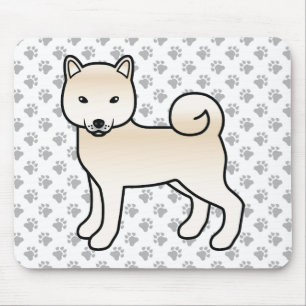 Cream Shiba Inu Cartoon Dog & Paws Mousepad