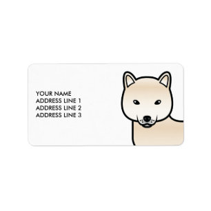 Cream Shiba Inu Süßer Cartoon-Hund & Benutzerdefin Adressaufkleber