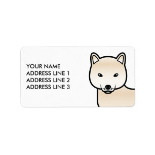 Cream Shiba Inu Süßer Cartoon-Hund & Benutzerdefin Adressaufkleber