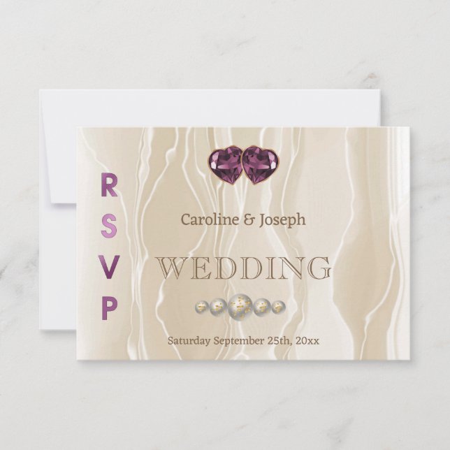 Cream Silk Chic Violet Heart Jewelier UAWG RSVP Karte (Vorderseite)