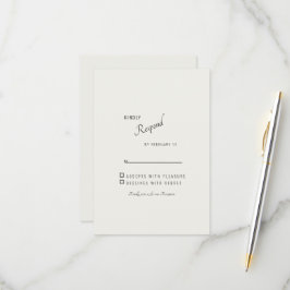 Cream Simple Modern Wedding RSVP Karte