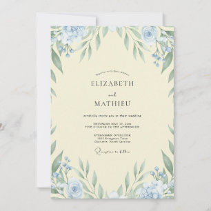 Cream Sky Leaf Hochzeit Einladung