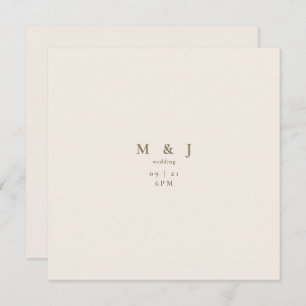 Cream Sleek & Simple Modern Square Wedding Einladung