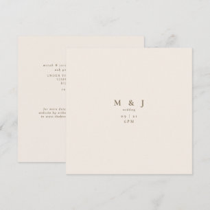 Cream Sleek & Simple Moderne quadratische Hochzeit Einladung
