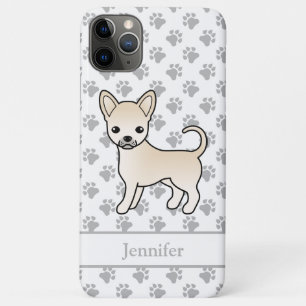 Cream Smooth Coat Chihuahua Cartoon Hund & Name Case-Mate iPhone Hülle