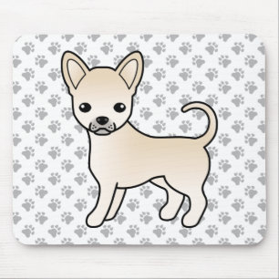 Cream Smooth Coat Chihuahua Cartoon Hund & Pfoten Mousepad