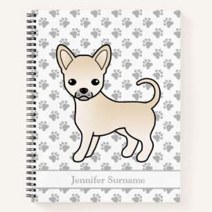 Cream Smooth Coat Chihuahua Hund & Benutzerdefinie Notizbuch