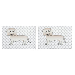 Cream Smooth Coat Dachshund Cartoon Hund Mit Pfote Kissenbezug