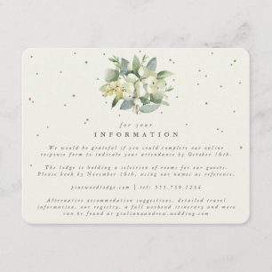 Cream Snowberry+Eucalyptus Bouquet Wedding Info Begleitkarte
