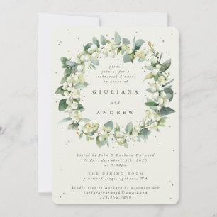 Cream Snowberry+Eucalyptus Hochzeitsprobe Einladung