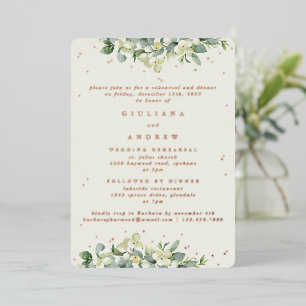Cream Snowberry+Eucalyptus Hochzeitsprobe Folieneinladung