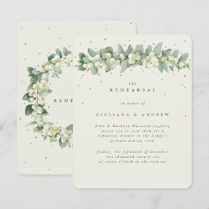 Cream Snowberry+Eucalyptus Wedding Probe Begleitkarte