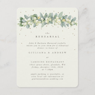 Cream Snowberry+Eucalyptus Wedding Probe Begleitkarte