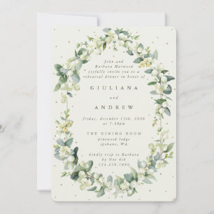 Cream Snowberry+Eucalyptus Wedding Probe Einladung